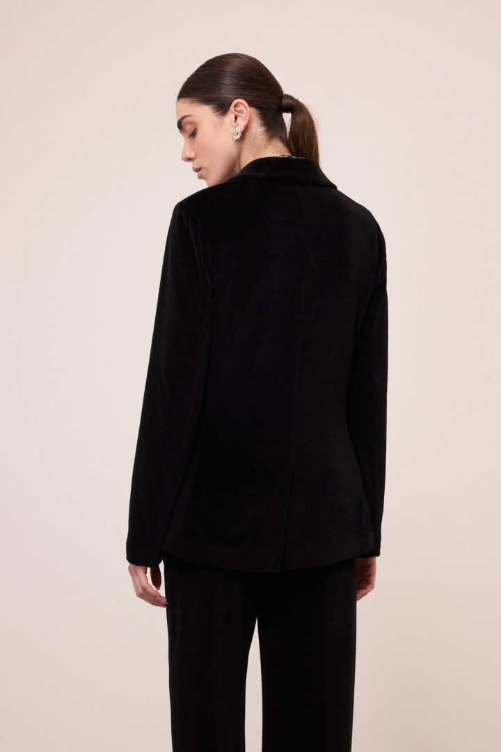 Double-breasted velvet blazer Black