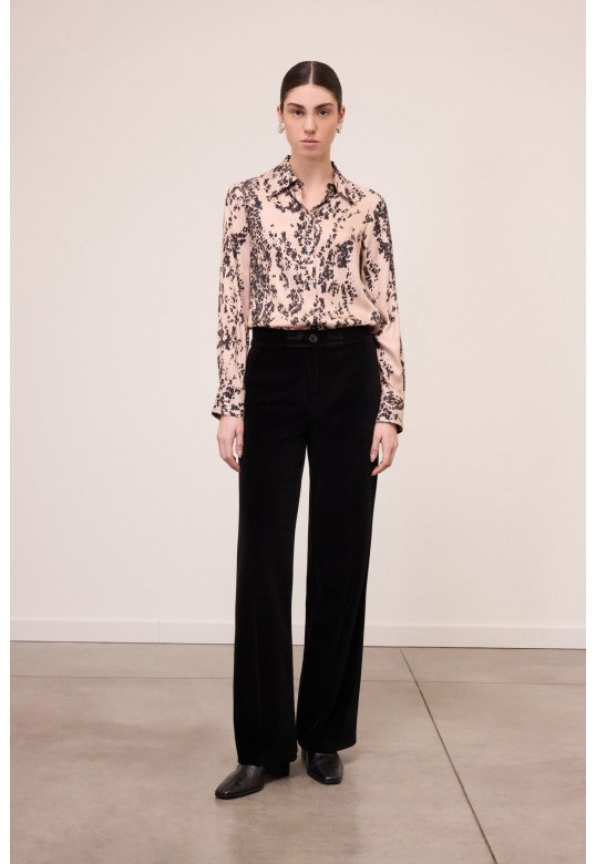 Velvet palazzo trousers Black