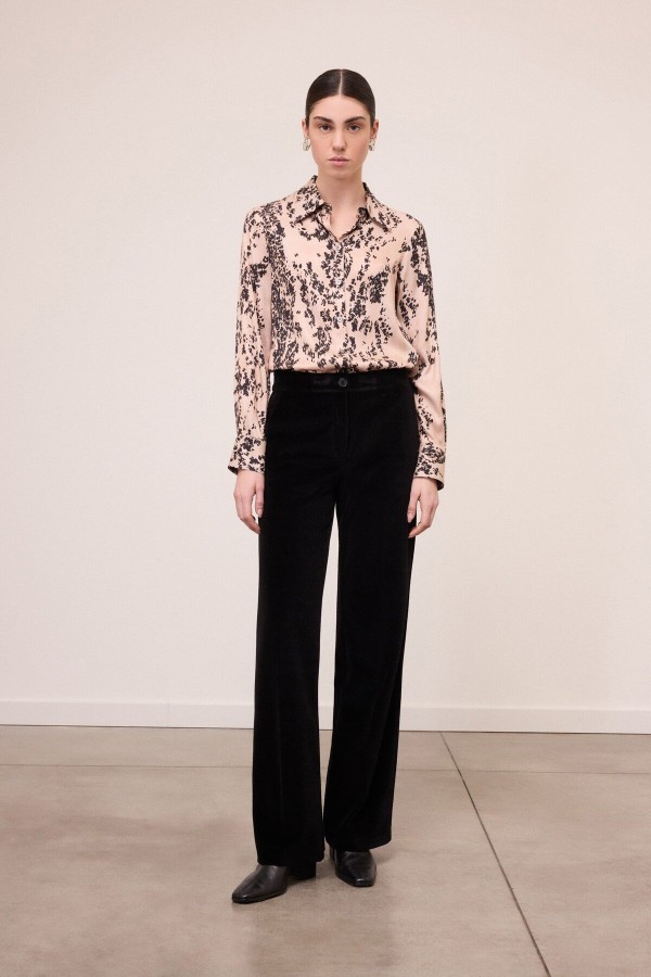 Velvet palazzo trousers Black