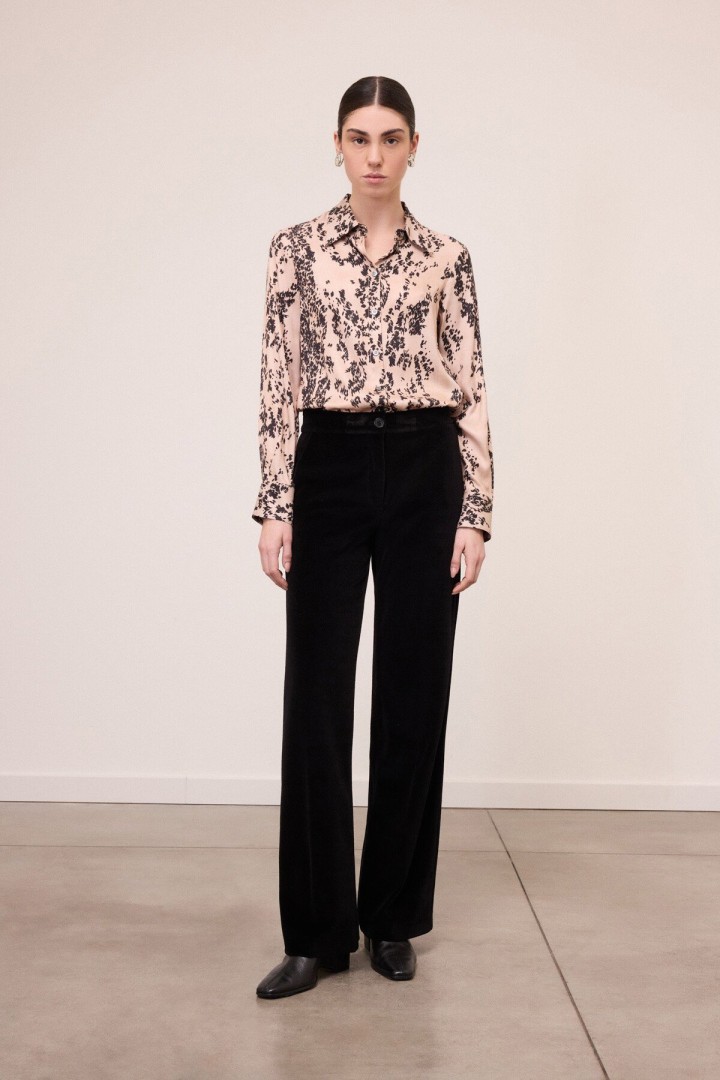 Velvet palazzo trousers Black