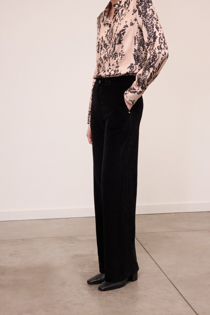 Velvet palazzo trousers Black