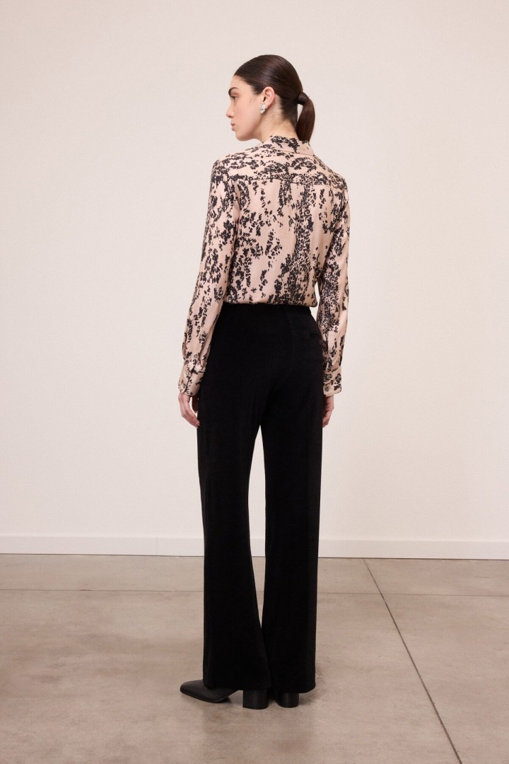 Velvet palazzo trousers Black
