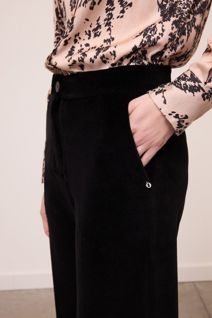 Velvet palazzo trousers Black