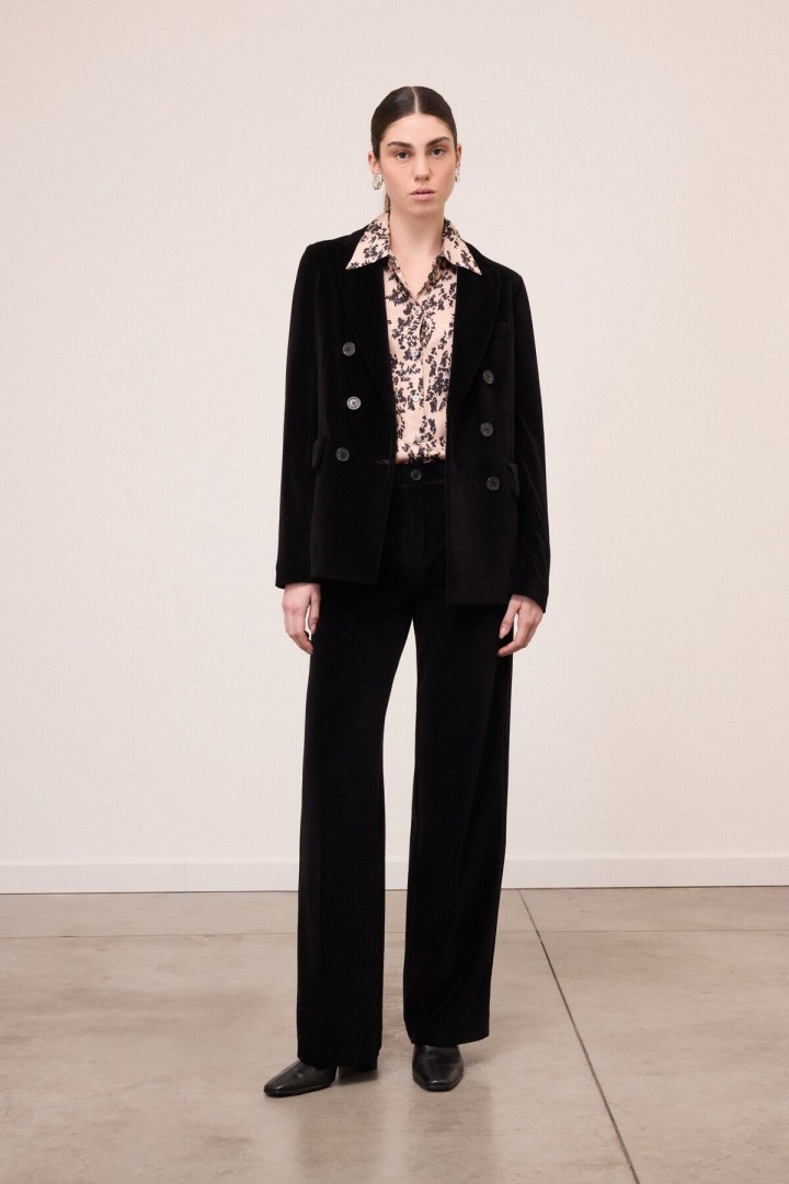 Velvet palazzo trousers Black
