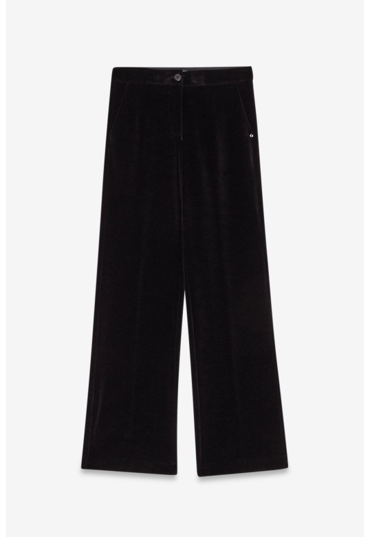 Velvet palazzo trousers Black