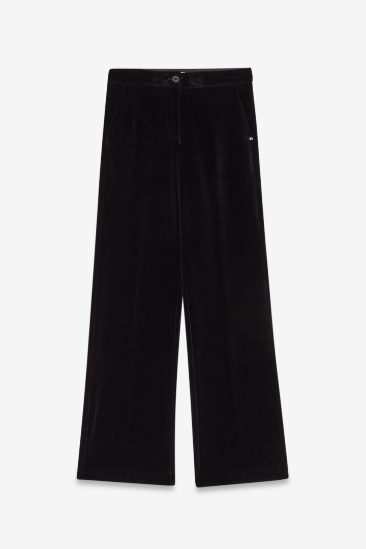 Velvet palazzo trousers Black