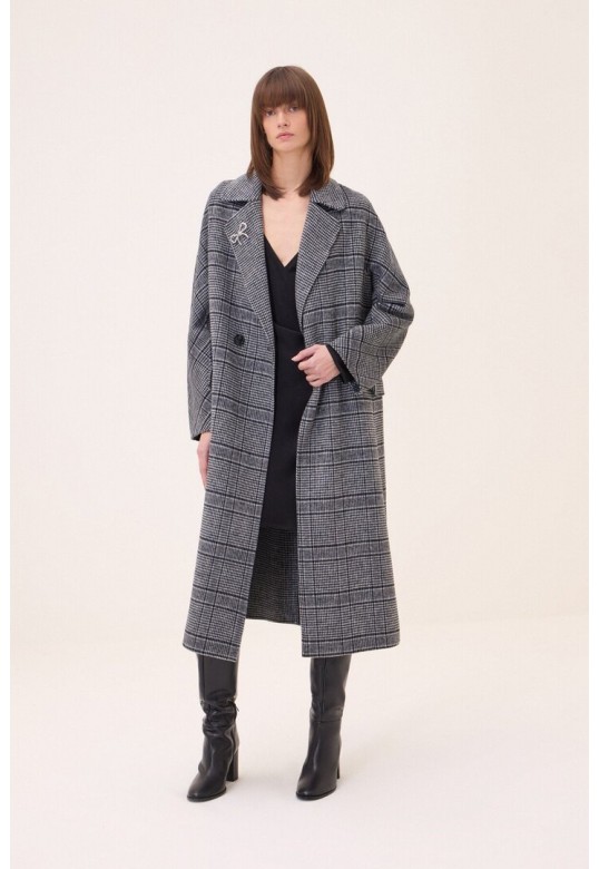 Long coat with belt Grey