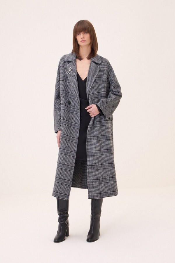Long coat with belt Grey