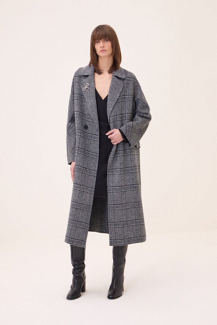 Long coat with belt Grey