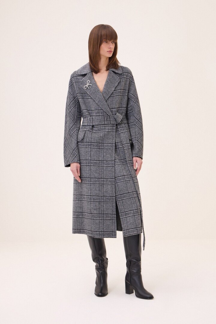 Long coat with belt Grey