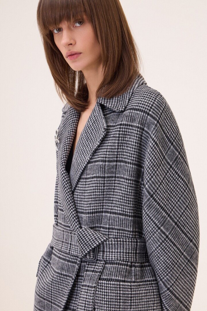 Long coat with belt Grey