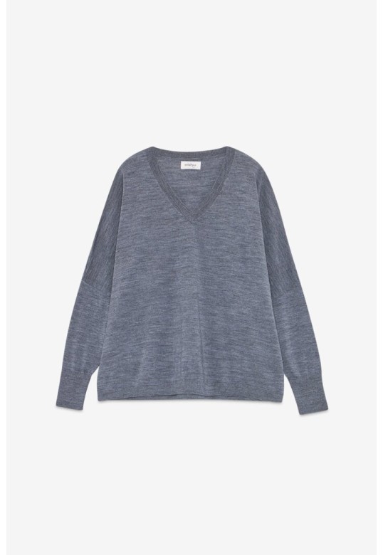 Oversized V-neck sweater Grey