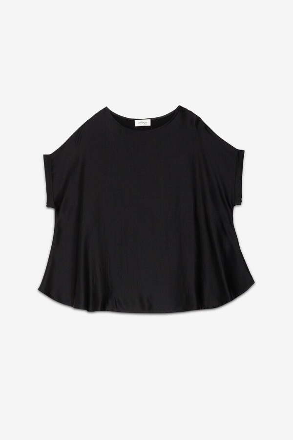 Viscose satin blouse Black