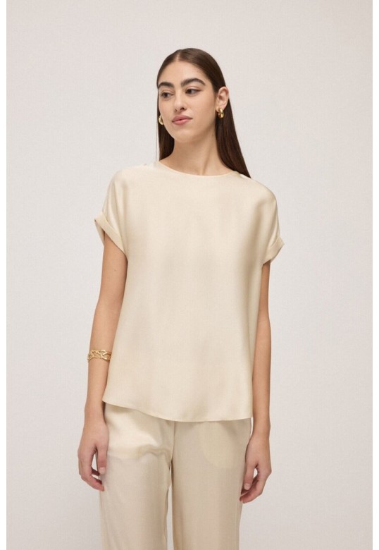 Viscose satin blouse Latte