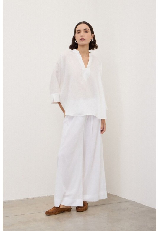 Linen kimono blouse White