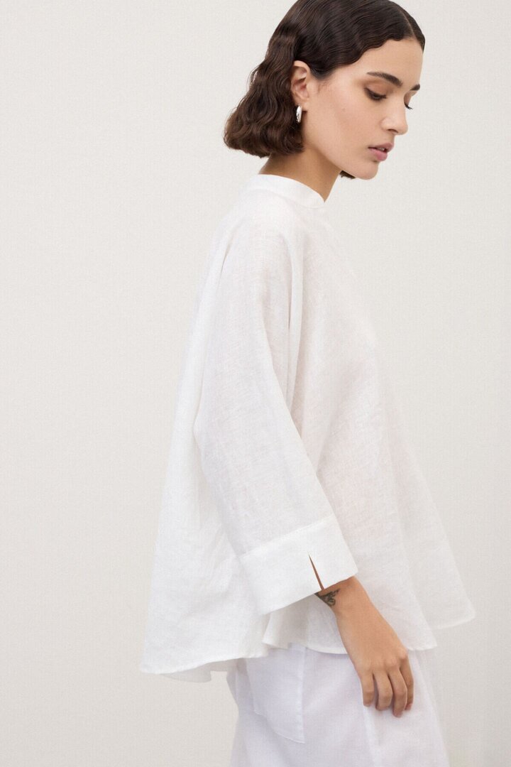 Linen kimono blouse White