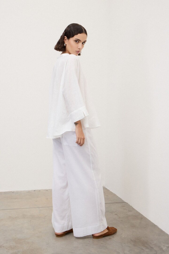 Linen kimono blouse White