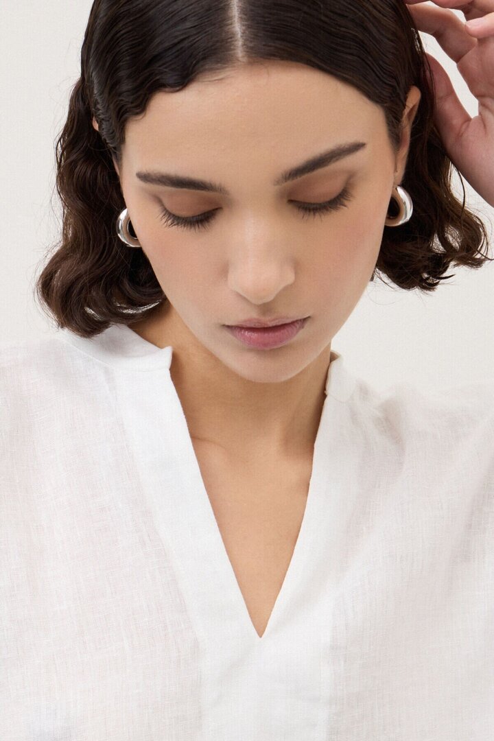 Linen kimono blouse White