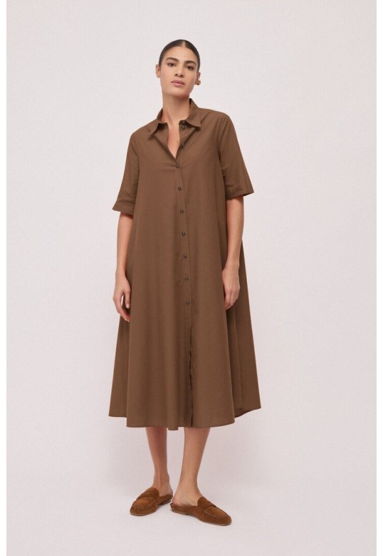 Poplin shirt dress Choccolate