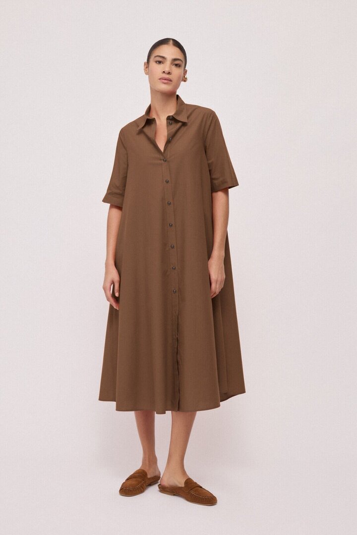 Poplin shirt dress Choccolate