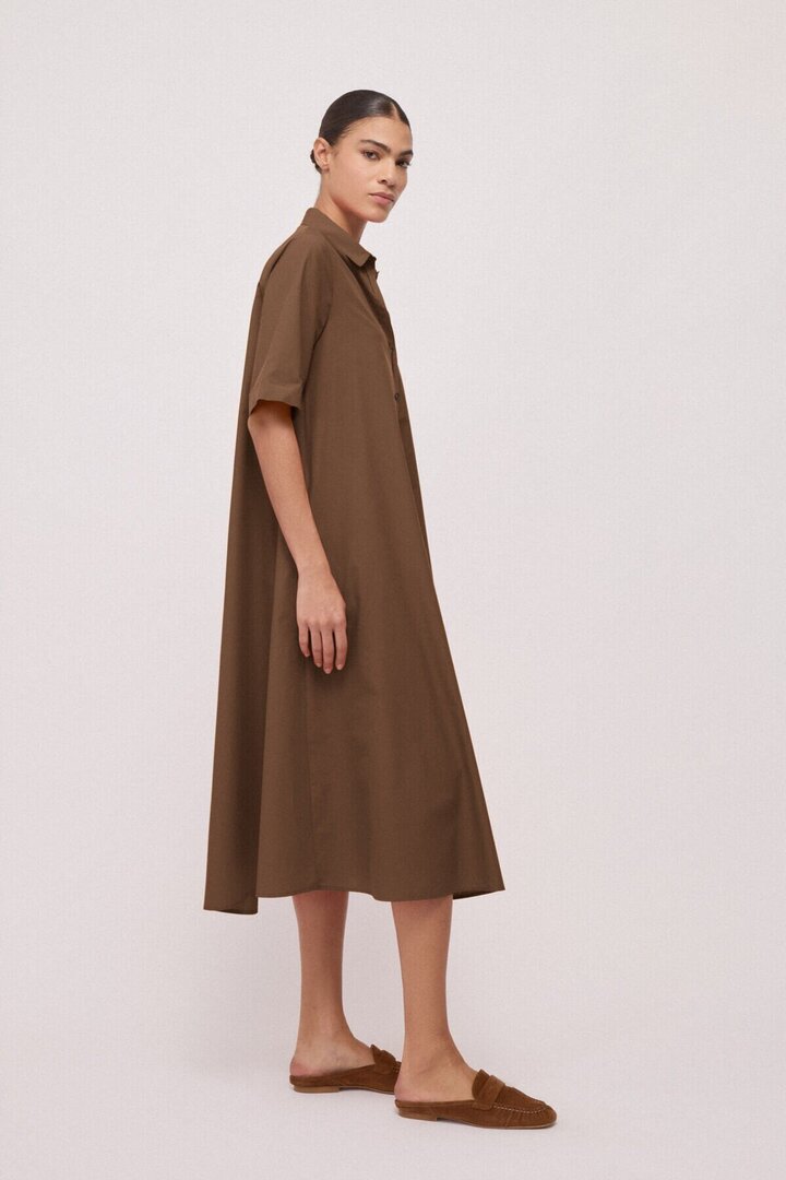 Poplin shirt dress Choccolate