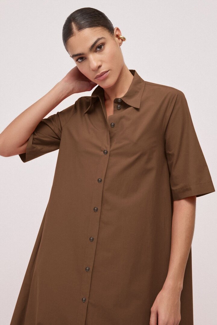 Poplin shirt dress Choccolate