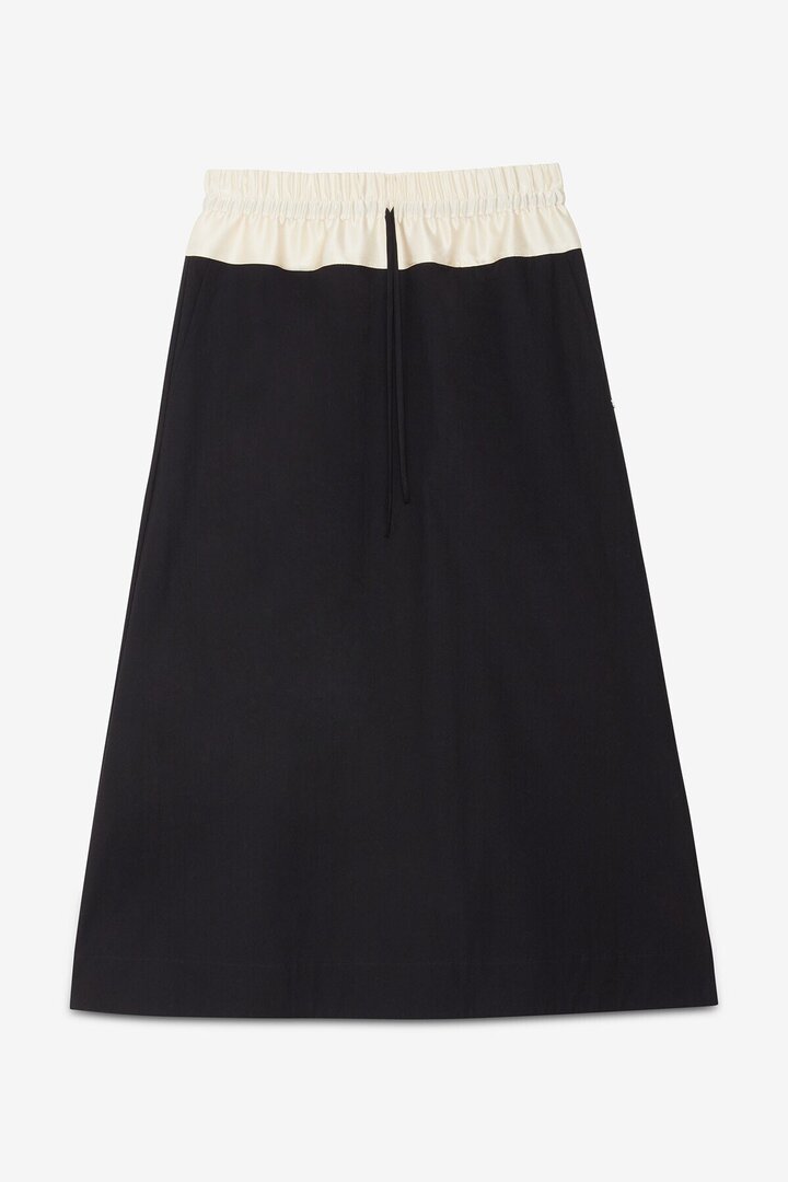 Long skirt with drawstring Black-Ecru