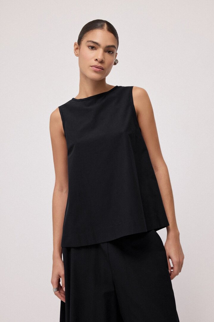 Poplin top Black