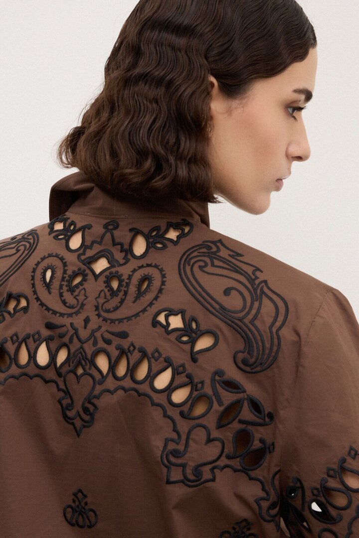 Relaxed embroidered shirt Chocolate
