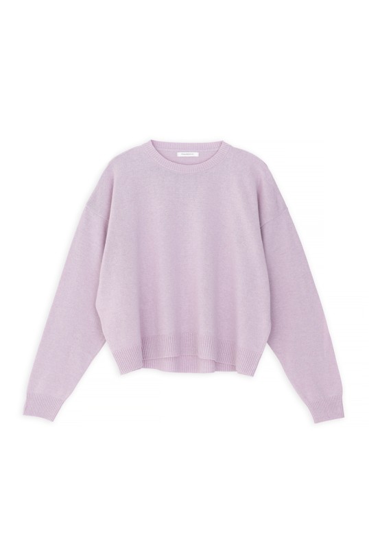CASHMERE ROUND NECK CROPPED SWEATER LAVENDER