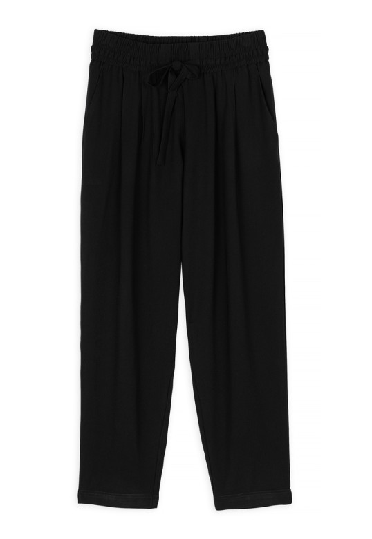 TWILL FADE OUT PLEATED PANTS BLACK