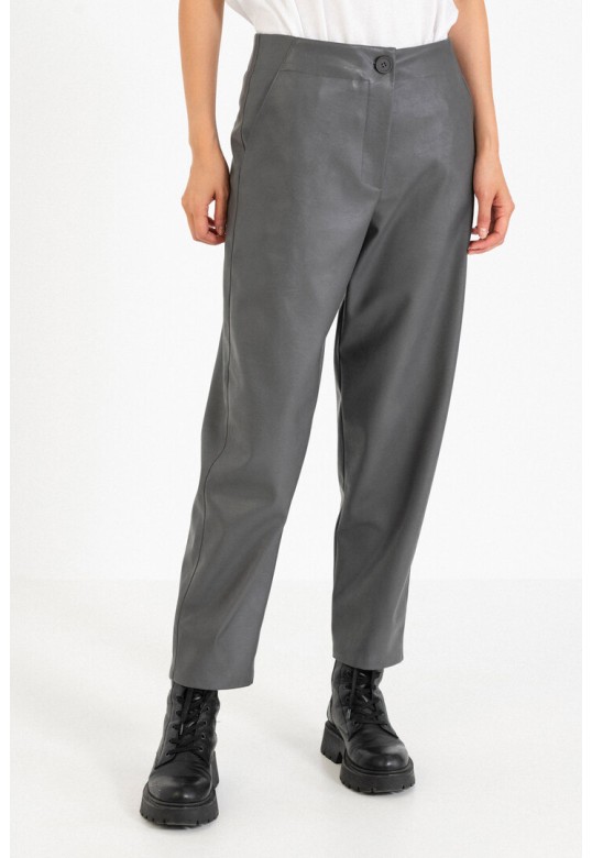 LEATHER BARREL PANTS ANTHRACITE