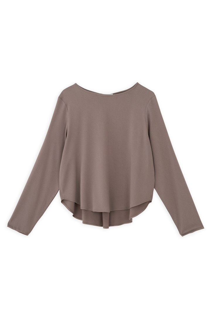 SATIN SANDWASHED CROPPED TOP TAUPE