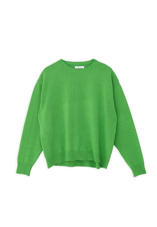 CASHMERE ROUND NECK CROPPED SWEATER GREEN