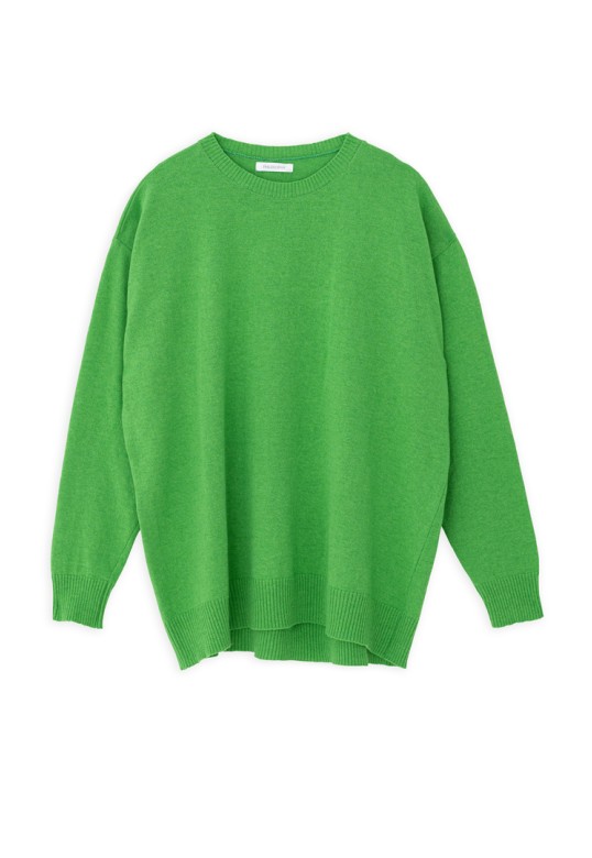 CASHMERE ROUND NECK LONG SWEATER GREEN