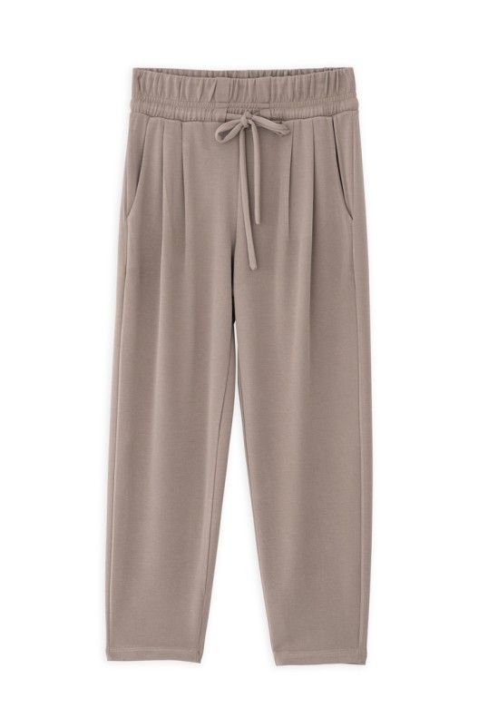 CUPRO PIQUE PLEATED SWEATPANTS TAUPE