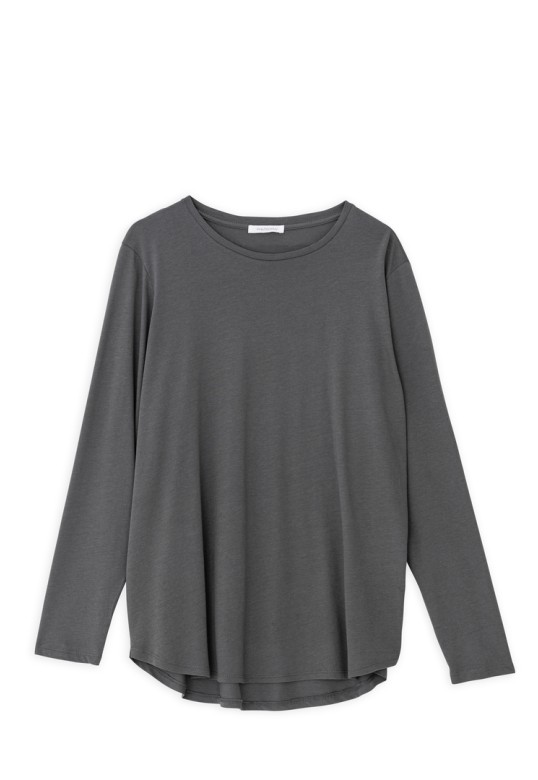 ORGANIC JERSEY OVERSIZED TOP GRAPHITE