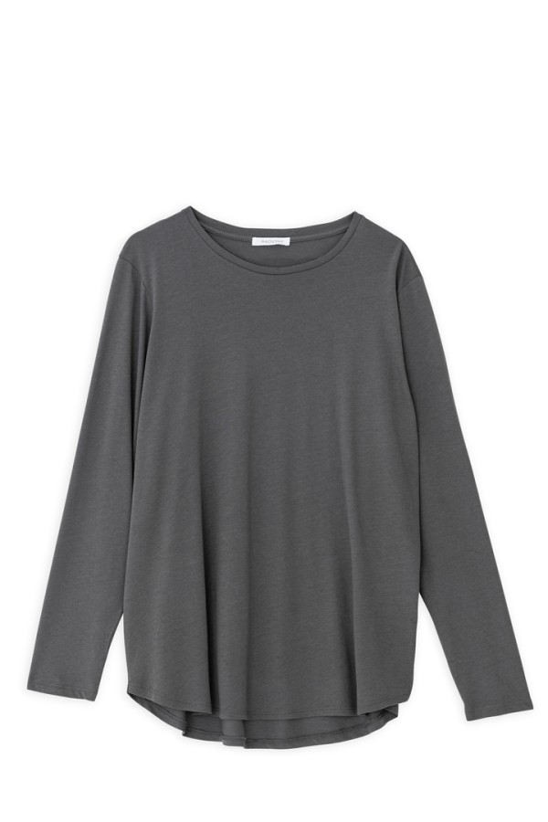 ORGANIC JERSEY OVERSIZED TOP GRAPHITE