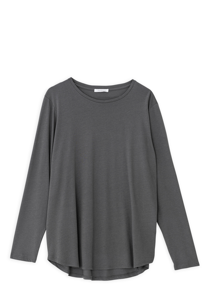 ORGANIC JERSEY OVERSIZED TOP GRAPHITE