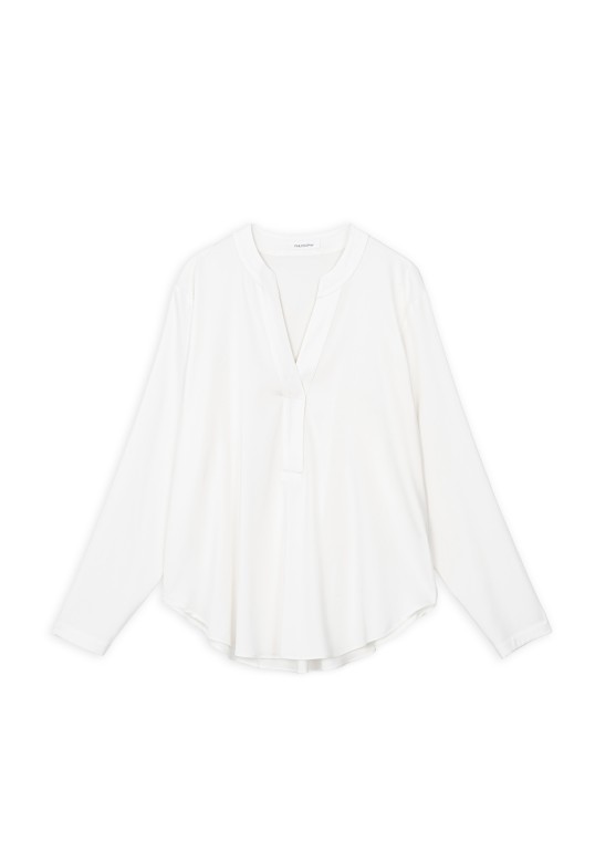 SATIN SANDWASHED LONG SLEEVE BLOUSE OFF WHITE