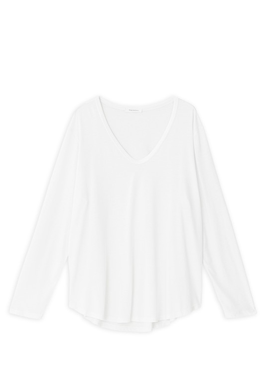 ORGANIC JERSEY OVERSIZED V NECK TOP WHITE