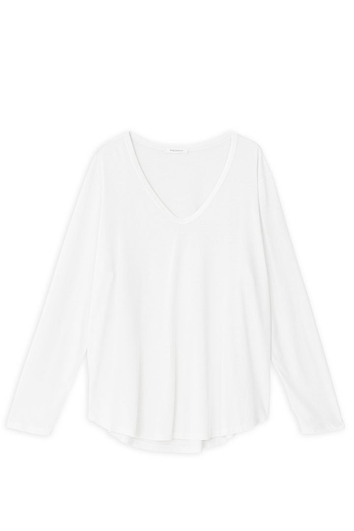 ORGANIC JERSEY OVERSIZED V NECK TOP WHITE