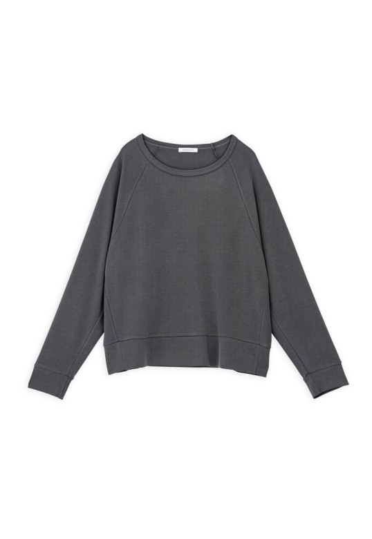 CUPRO PIQUE CROPPED TOP ANTHRACITE