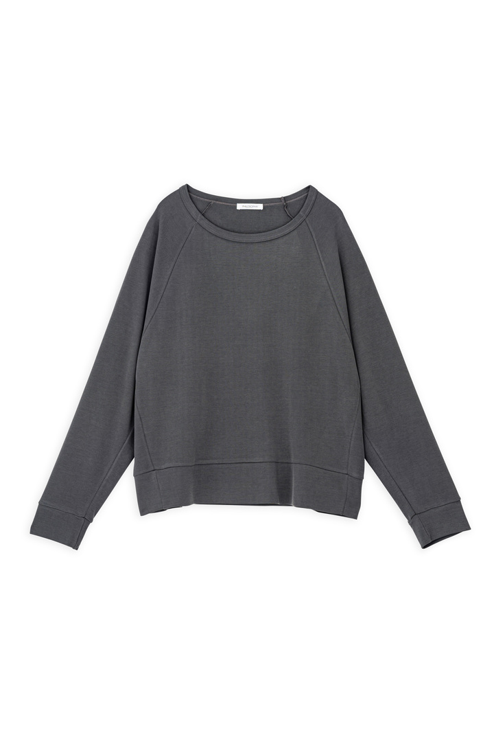 CUPRO PIQUE CROPPED TOP ANTHRACITE