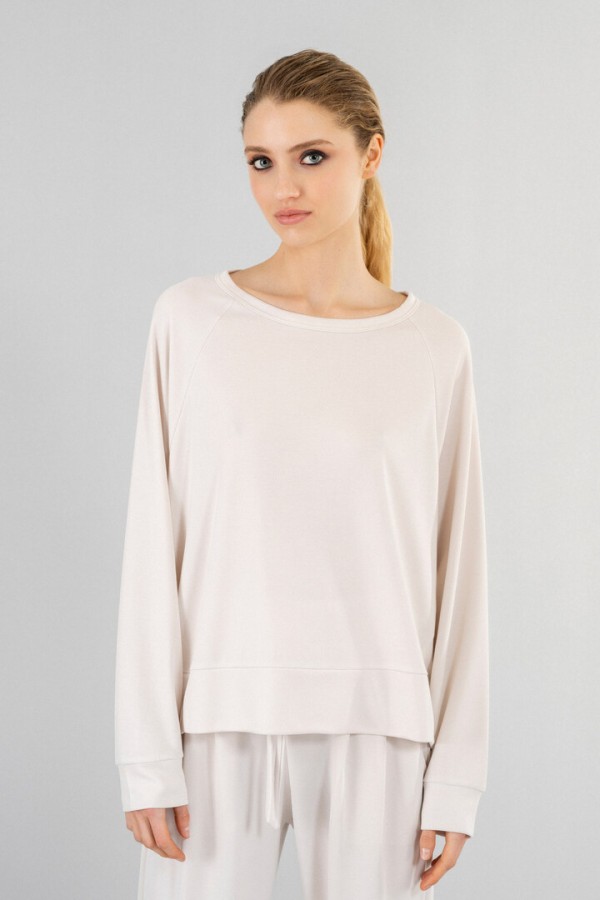 CUPRO PIQUE CROPPED TOP CREAM