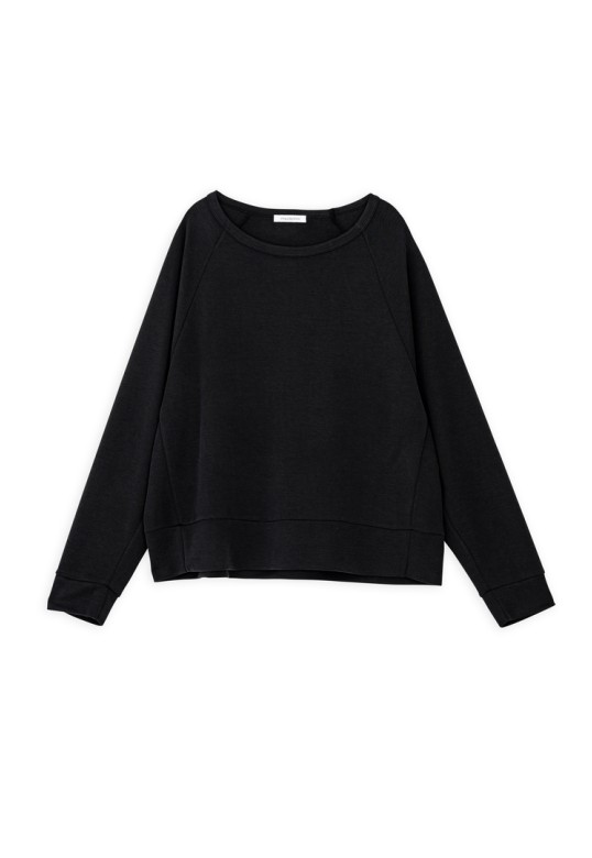 CUPRO PIQUE CROPPED TOP OFF BLACK