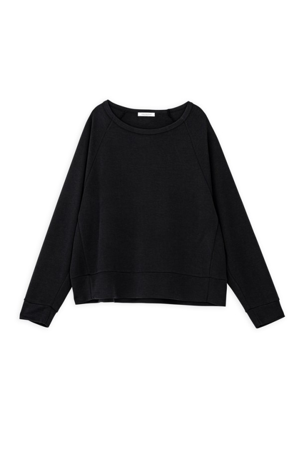 CUPRO PIQUE CROPPED TOP OFF BLACK