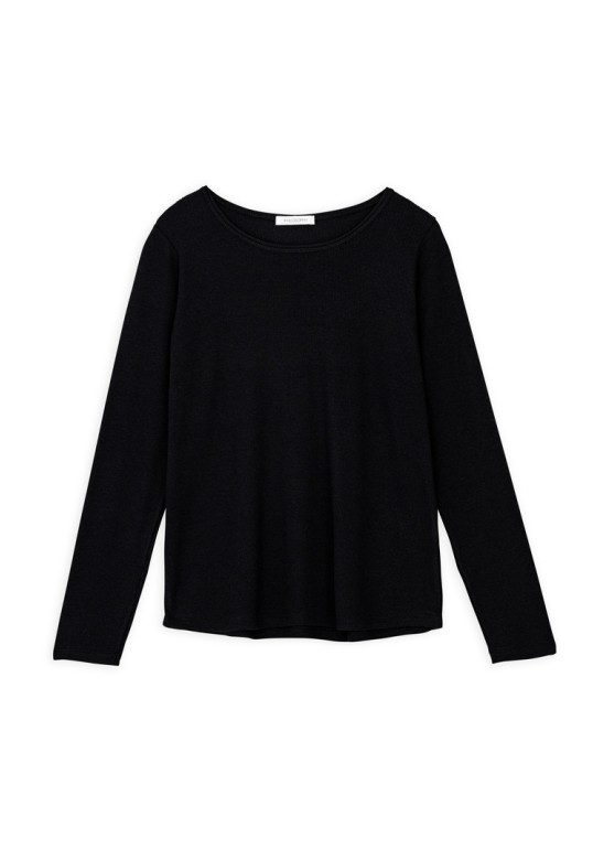 RIB ROUND NECK TOP BLACK