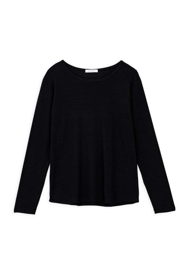 RIB ROUND NECK TOP BLACK