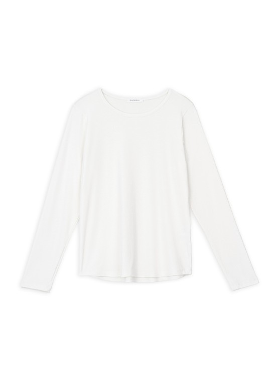 RIB ROUND NECK TOP OFF WHITE